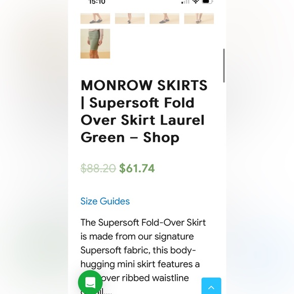 NWOT MONROW FOLD OVER KNIT MINI SKIRT GREEN SMALL - Picture 6 of 10